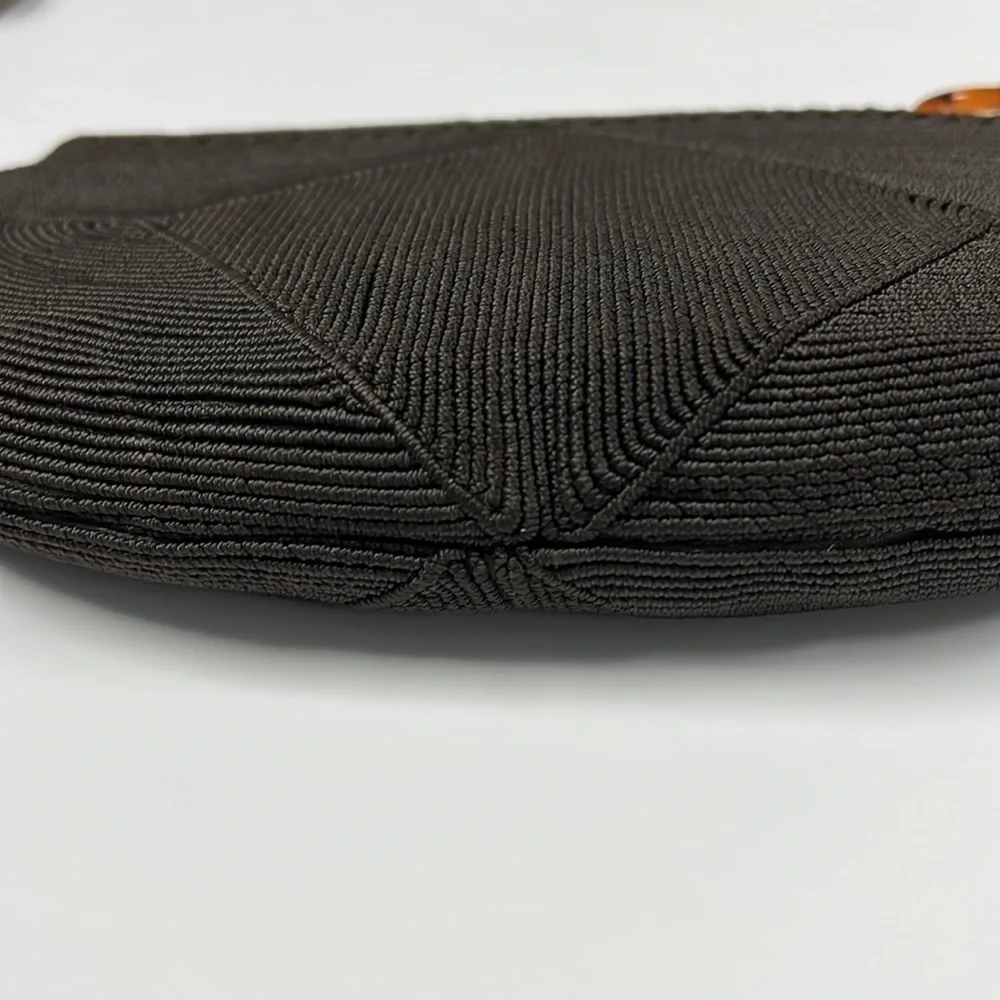 Laurel Genuine Corde Brown Cord Woven Zip Clutch Bag